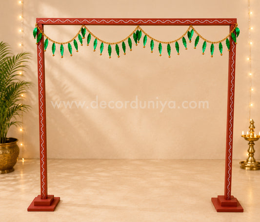 Backdrop Flower Stand for Pooja with Green Thoranam - BFS02