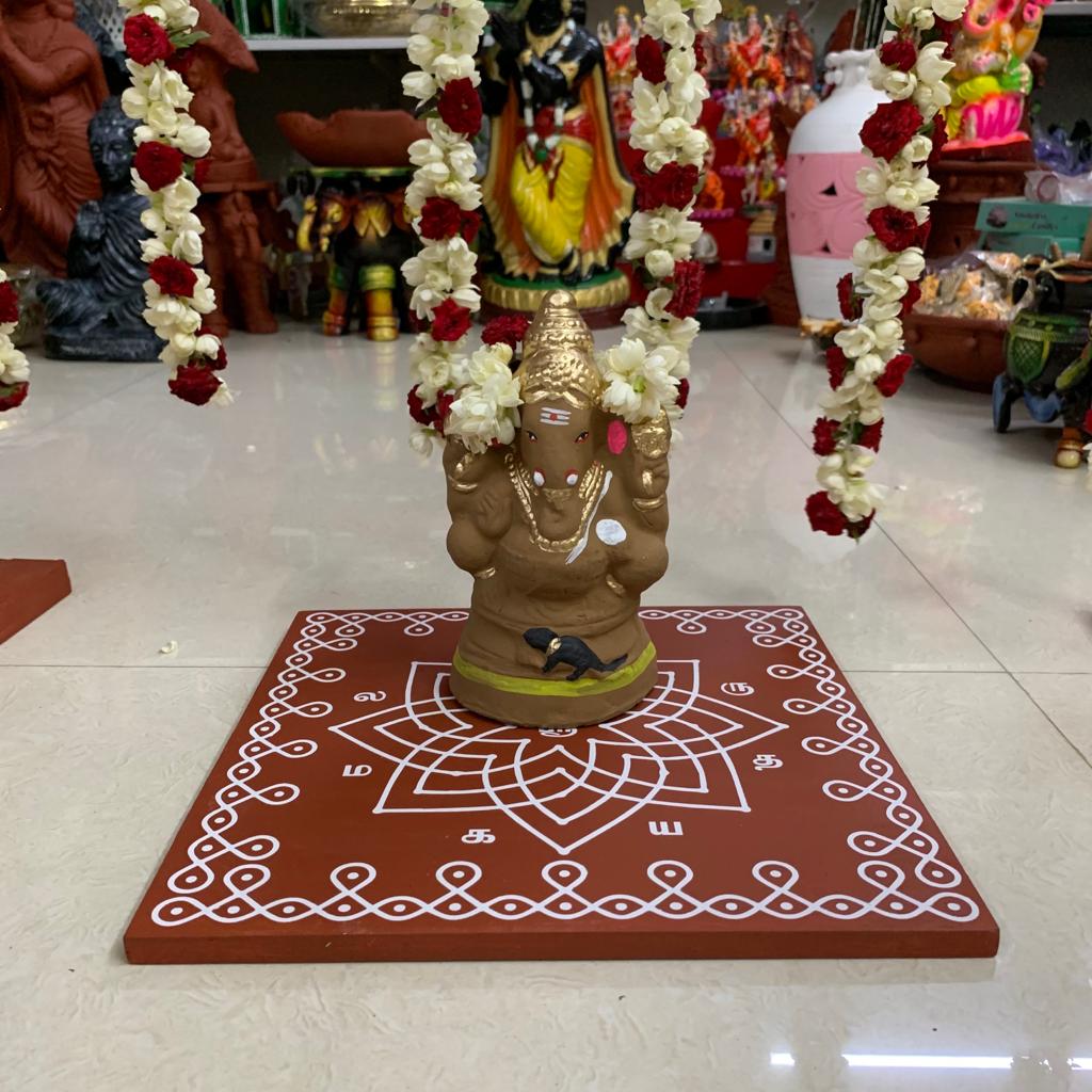 Backdrop Flower Stand for Pooja with Green Thoranam - BFS01