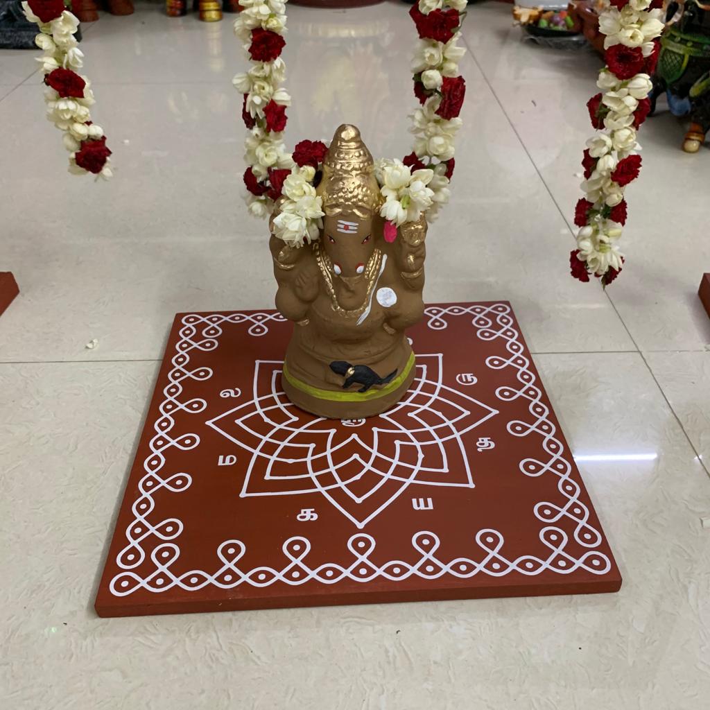 Backdrop Flower Stand for Pooja with Green Thoranam - BFS01