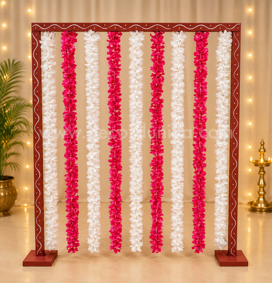 Backdrop Flower Stand for Pooja with Green Thoranam - BFS03