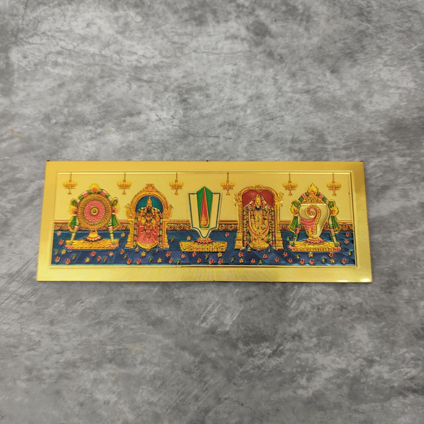 Fridge Magnet - Mettalic Gold Finish - Perumal Thayar with Sangu Chakra - FM22