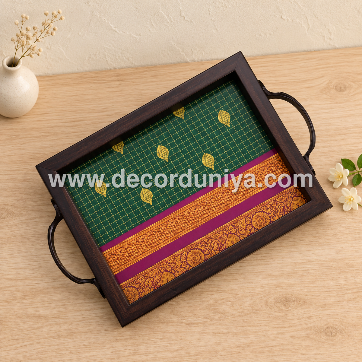 Serving Tray | Rectangular Tray with Easy-Grip Handles | Multipurpose Kitchen, Dining & Home Decor Organizer – DD113