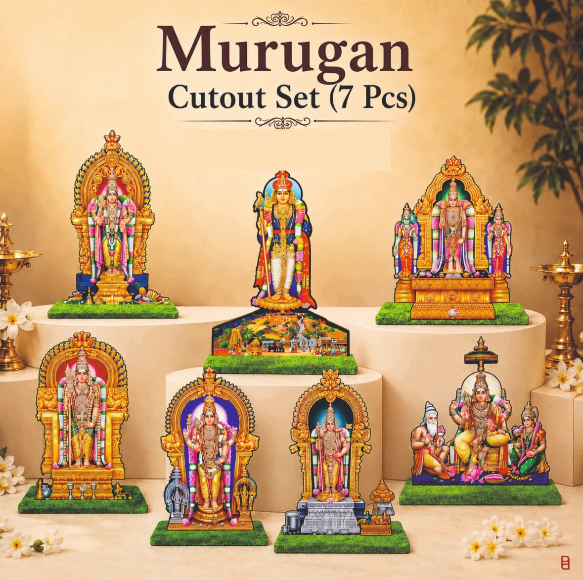 Murugar MDF Golu Cutouts Set | 7-Piece Lord Murugar | Pre-Order – KLM3