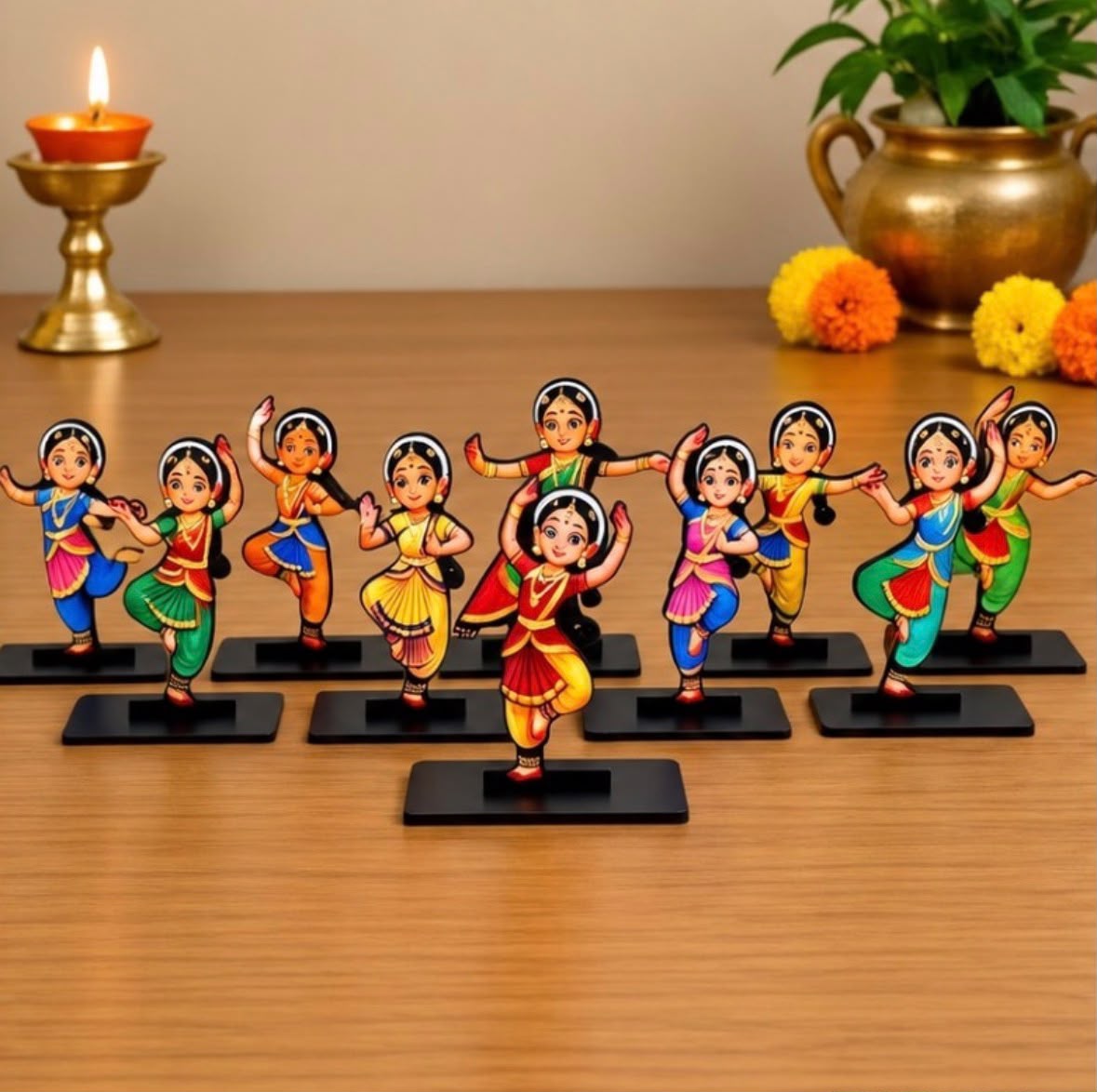 Bharatanatyam MDF Golu Cutouts Set | 10-Piece Classical Dance Poses | Pre-Order – KLM5
