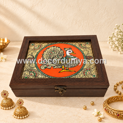 Annapakshi Jewellery Box with Reverse Glass Painting | Traditional Tanjore Art – PVK14