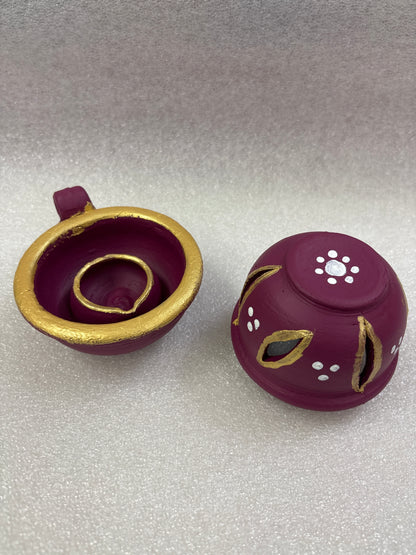 Clay Anaya vilakku - Agal Vilakku with Lid - Diya - ANL1