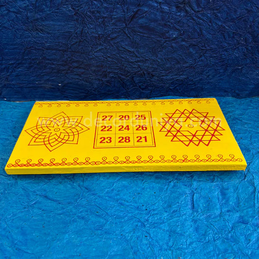 Wooden Kolam Manai - Aishwarya Kolam, Kubera Yantram and Hiruthayakamalam - AKYH01-C
