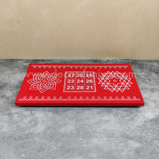 Wooden Kolam Manai - Aishwarya Kolam, Kubera Yantram and Hiruthayakamalam  - AKYH02-C