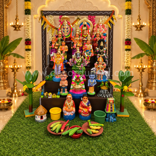 5-Step Clay Golu Dolls | Complete Set, Exactly as Shown in the Image | CG102