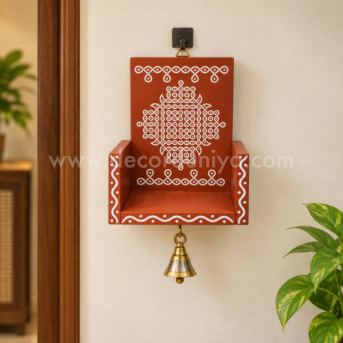 Closed Wooden Kolam Wall Shelf, Vilakku Madam - CVM2