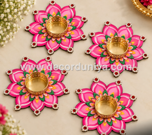 Rangoli MDF Cutout T-Light Holders | Set of 4 Pieces | – KLM8