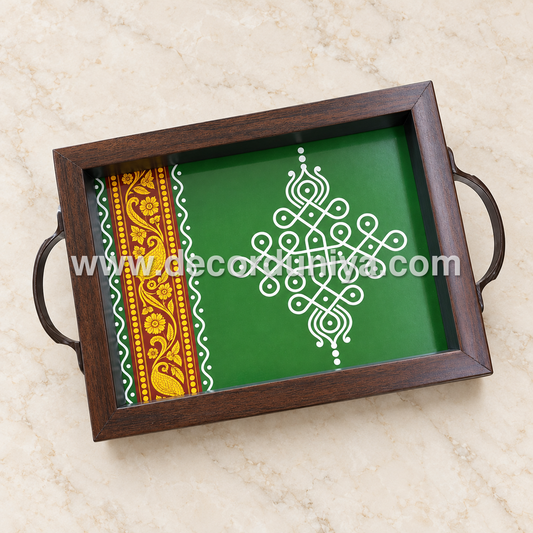 Serving Tray | Rectangular Tray with Easy-Grip Handles | Multipurpose Kitchen, Dining & Home Decor Organizer – DD103
