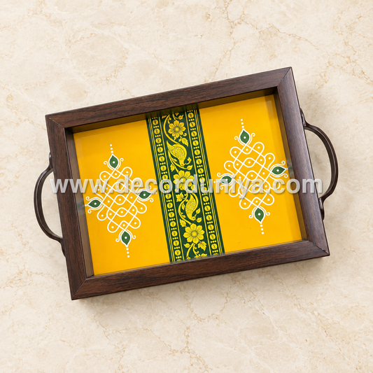 Serving Tray | Rectangular Tray with Easy-Grip Handles | Multipurpose Kitchen, Dining & Home Decor Organizer – DD101