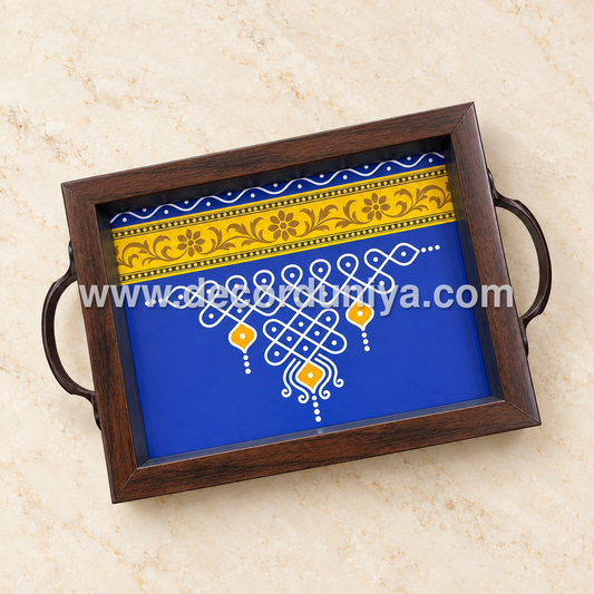 Serving Tray | Rectangular Tray with Easy-Grip Handles | Multipurpose Kitchen, Dining & Home Decor Organizer – DD108