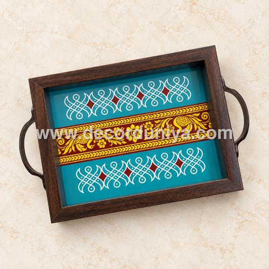 Serving Tray | Rectangular Tray with Easy-Grip Handles | Multipurpose Kitchen, Dining & Home Decor Organizer – DD106