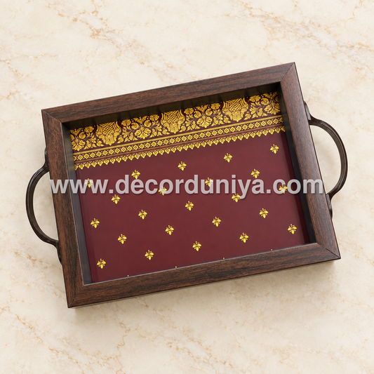 Serving Tray | Rectangular Tray with Easy-Grip Handles | Multipurpose Kitchen, Dining & Home Decor Organizer – DD104