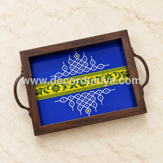 Serving Tray | Rectangular Tray with Easy-Grip Handles | Multipurpose Kitchen, Dining & Home Decor Organizer – DD102