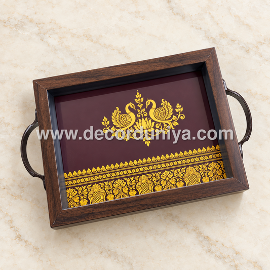 Serving Tray | Rectangular Tray with Easy-Grip Handles | Multipurpose Kitchen, Dining & Home Decor Organizer – DD105