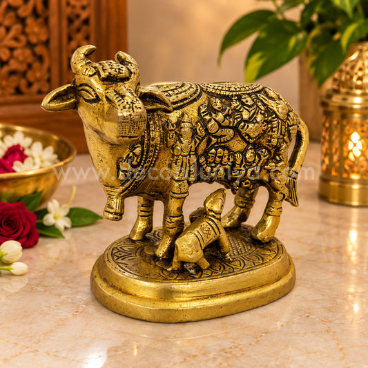 Gomatha | Kamadhenu Cow Brass Idol | Decor Duniya Brass Idols | Pooja & Home Décor – RBN65