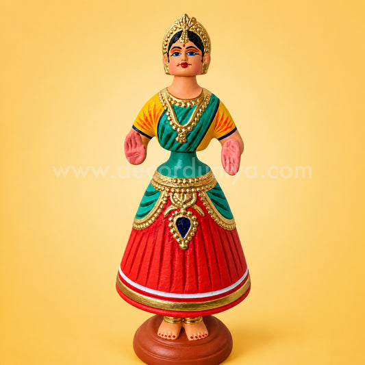 Traditional Thanjavur Dancing Lady Doll | Thalaiyatti Bommai | Paper Mache | 12 Inches - TD128