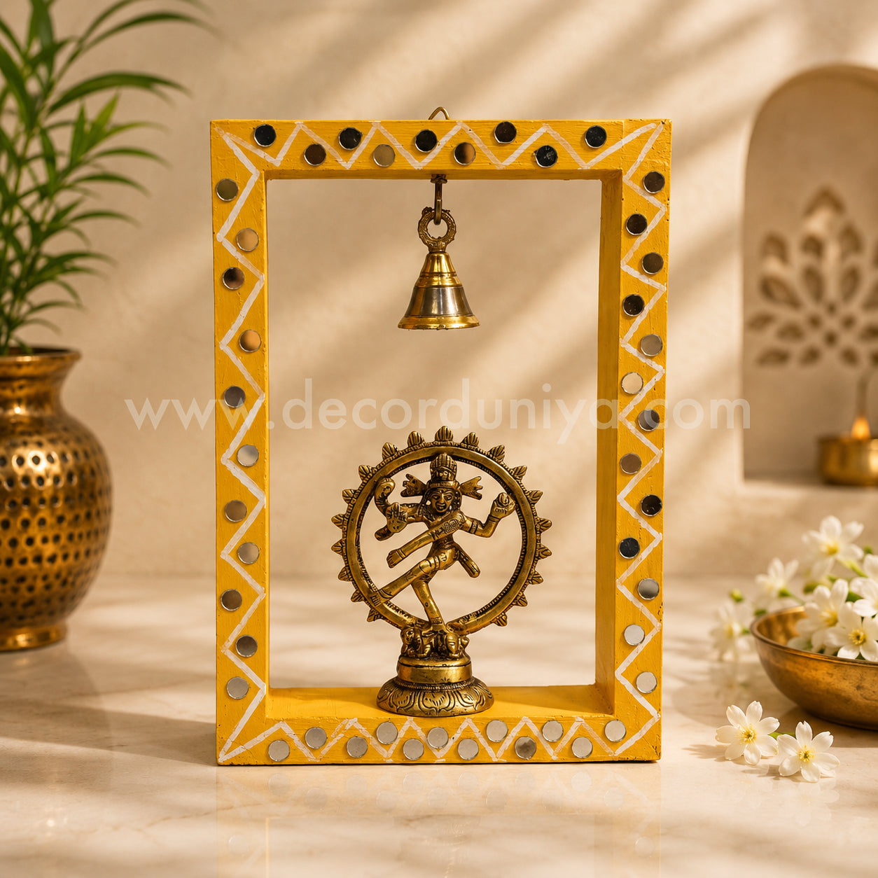 Wooden Wall Hanging with Brass Statue - DD31