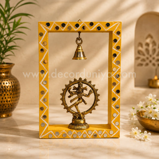 Wooden Wall Hanging with Brass Statue - DD31