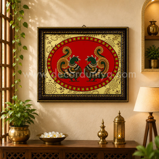 Annapakshi Wall Hanging Frame with Reverse Glass Digital Painting | Traditional Indian Wall Decor – DDRGP1