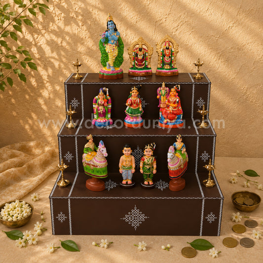Dismantable 3 step Golu Padi | 36 inches Width - DGP20