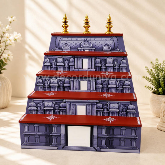 Dismantable 5 step Temple Gopuram Golu Padi with Brass Kalasam | 24 inches Width - DGP30