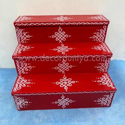 Dismantable 3 Step Golu Padi | 12 inches Width - DGP6
