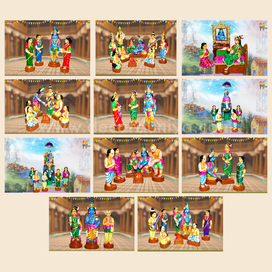 Vaaranam Aayiram Set – Andal Thirukalyanam Complete 12-Scene Clay Golu Doll Set | Decor Duniya Golu Doll | Navaratri Golu Dolls - TKV1