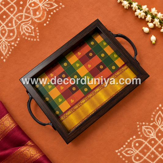 Serving Tray | Rectangular Tray with Easy-Grip Handles | Multipurpose Kitchen, Dining & Home Decor Organizer – DD115