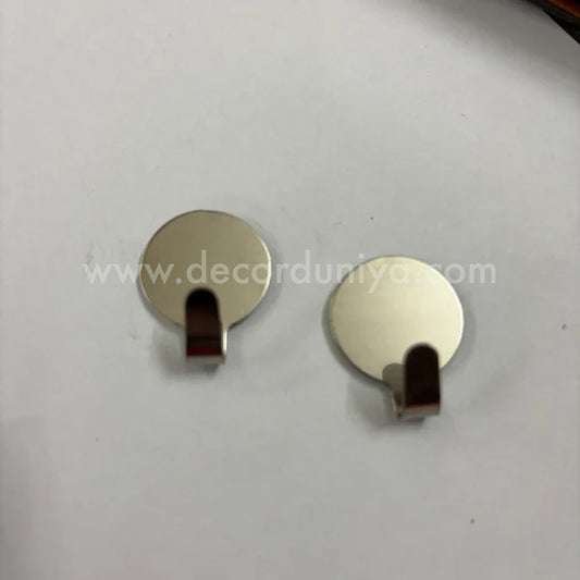 Small Adhesive Stainless Steel Stick Wall Hook | Metal Hanger Hooks - Set of 2 Pcs - HH1