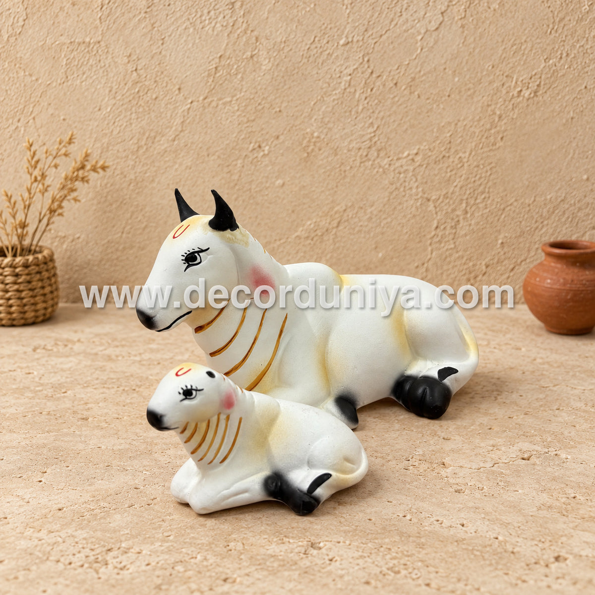 Cow and Calf Golu Doll | Kamadhenu Cow & Calf | Decor Duniya Navaratri Golu Bommai – SAP110