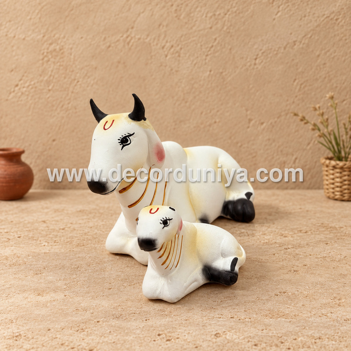 Cow and Calf Golu Doll | Kamadhenu Cow & Calf | Decor Duniya Navaratri Golu Bommai – SAP110