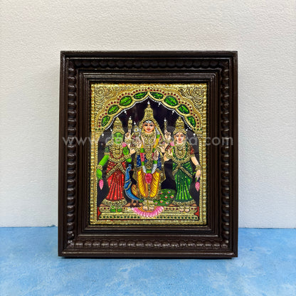 Tanjore Painting | Murugar Valli Deivanai - MVD | Chettinad Frame | - Flat Gold Foil  - TPM102