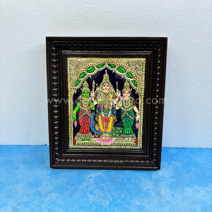 Tanjore Painting | Murugar Valli Deivanai - MVD | Chettinad Frame | - Flat Gold Foil  - TPM102