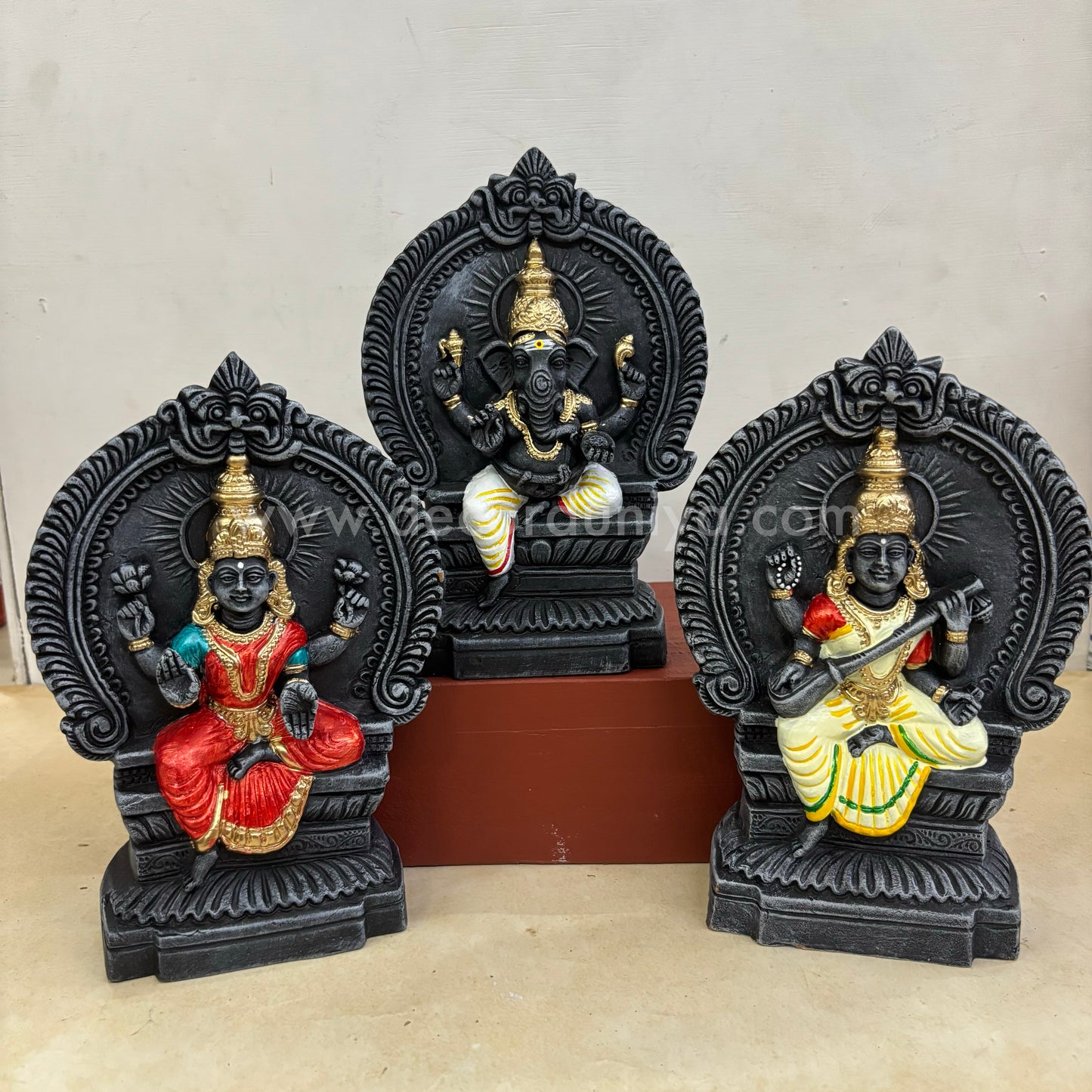 Ganesh Lakshmi Saraswathi | 8 inches | Decor Duniya Golu Doll | Navaratri Golu Dolls - SAP1