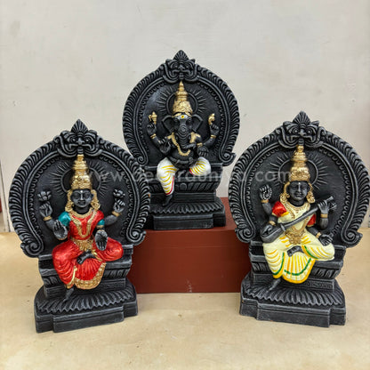Ganesh Lakshmi Saraswathi | 8 inches | Decor Duniya Golu Doll | Navaratri Golu Dolls - SAP1