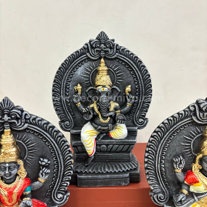 Ganesh Lakshmi Saraswathi | 8 inches | Decor Duniya Golu Doll | Navaratri Golu Dolls - SAP1