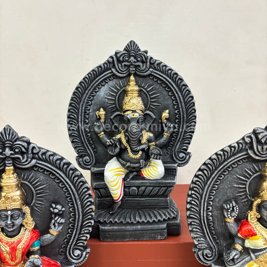 Ganesh Lakshmi Saraswathi | 8 inches | Decor Duniya Golu Doll | Navaratri Golu Dolls - SAP1