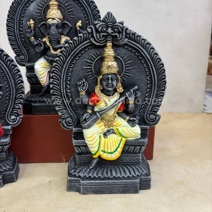 Ganesh Lakshmi Saraswathi | 8 inches | Decor Duniya Golu Doll | Navaratri Golu Dolls - SAP1