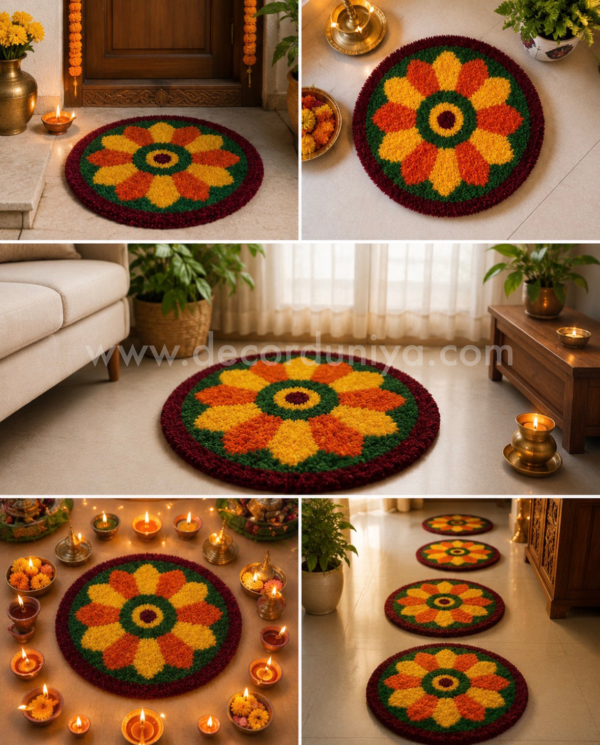 3D Rangoli Mats - 6pcs Set - Size - 14 inches - ANN2