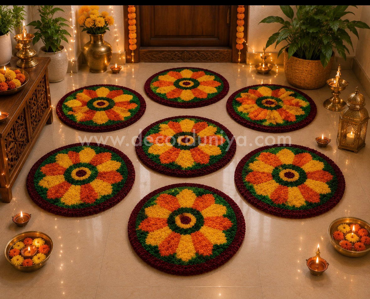 3D Rangoli Mats - 6pcs Set - Size - 14 inches - ANN2