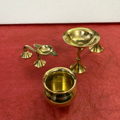 Brass Pooja Thali Set - 18 Pcs - PTS2-C