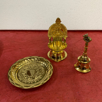 Brass Pooja Thali Set - 18 Pcs - PTS2-C