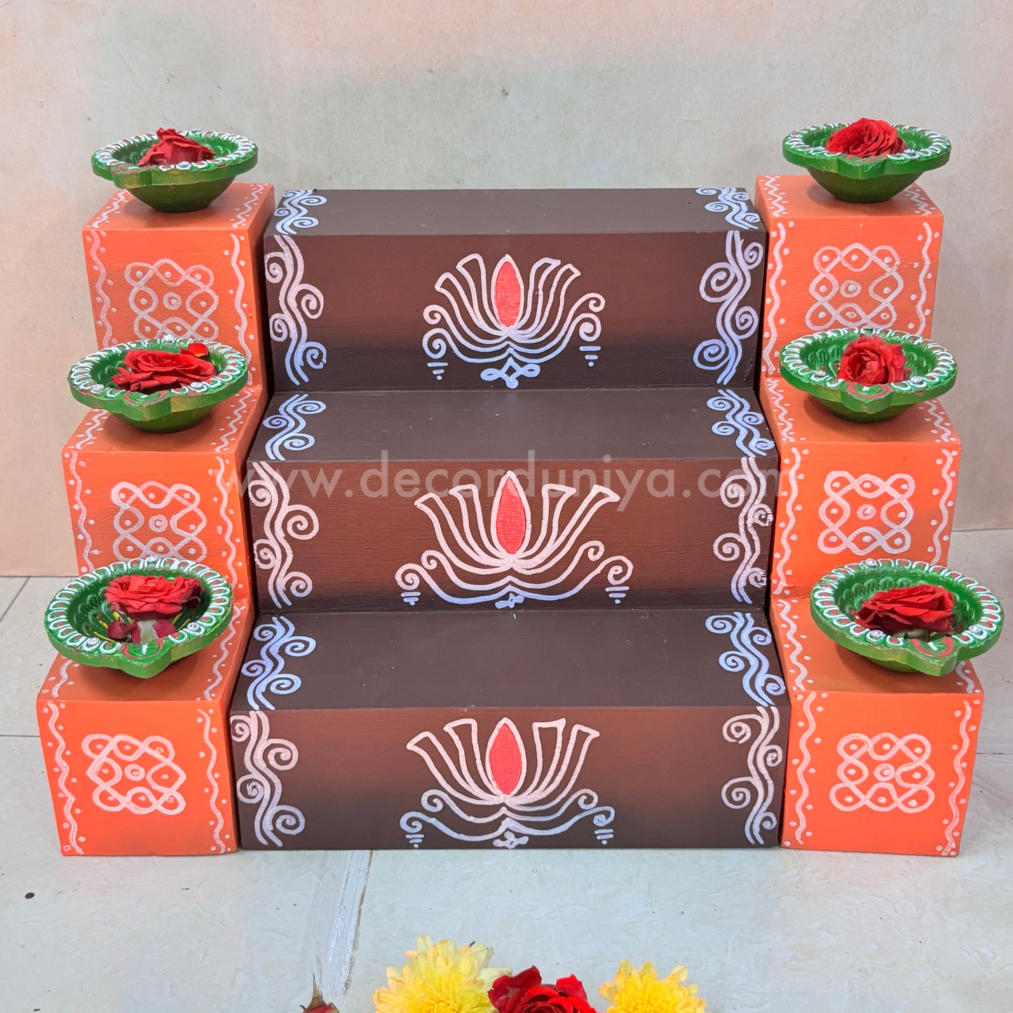 3 Step - Golu Padi - Vigraham Stand with 3 Step Diya Padi- VS23