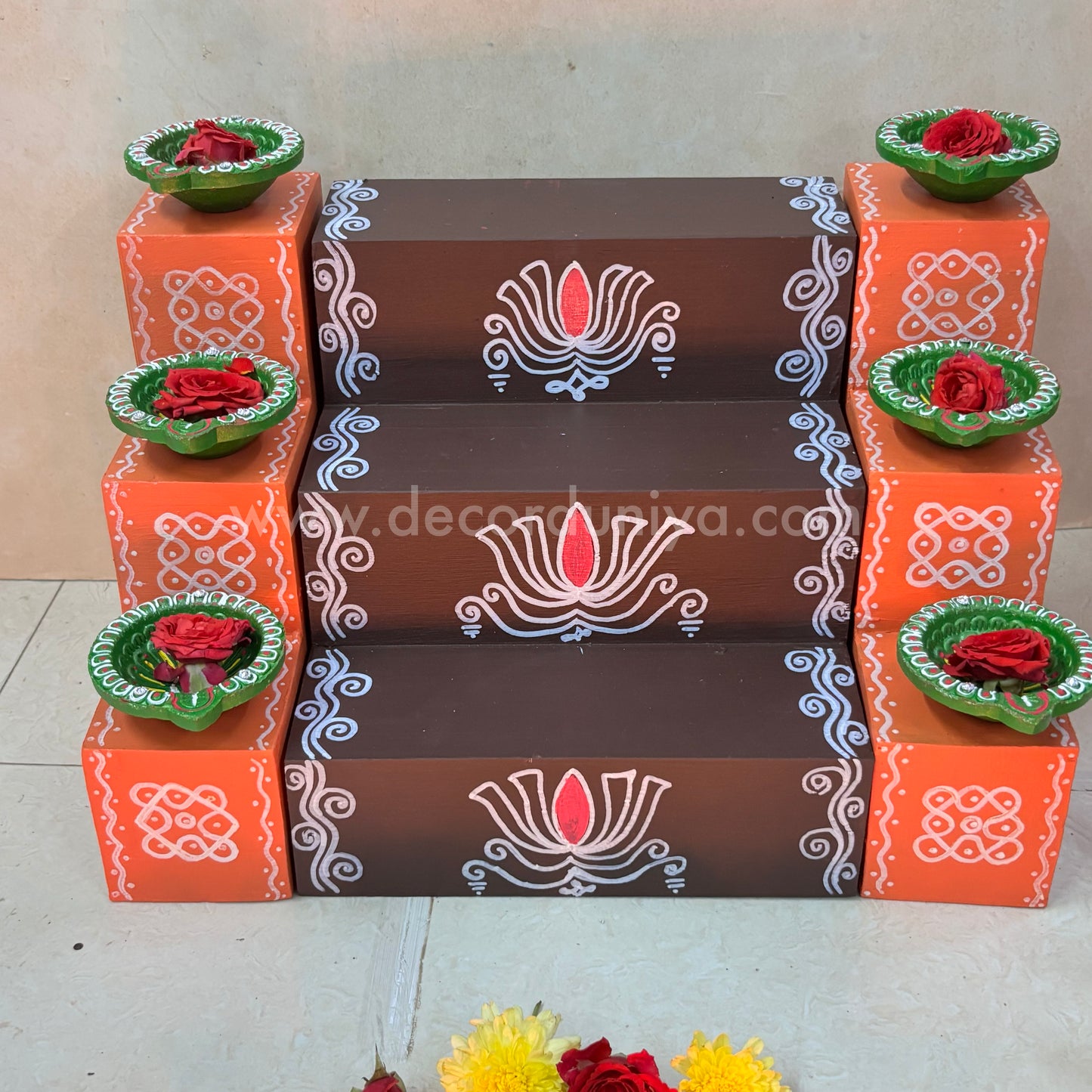 3 Step - Golu Padi - Vigraham Stand with 3 Step Diya Padi- VS23