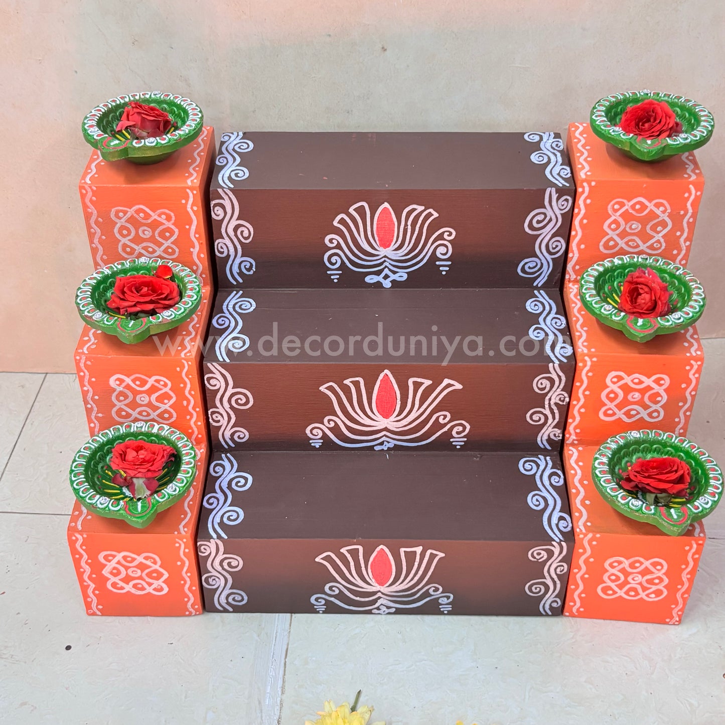 3 Step - Golu Padi - Vigraham Stand with 3 Step Diya Padi- VS23