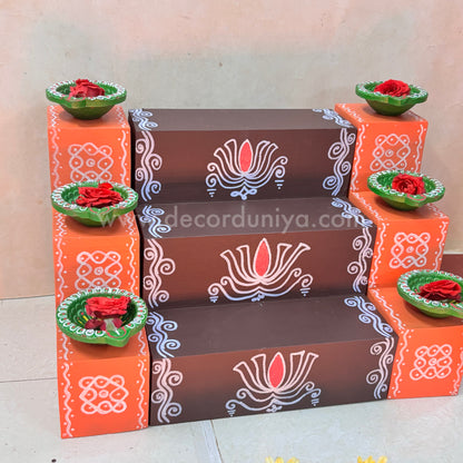 3 Step - Golu Padi - Vigraham Stand with 3 Step Diya Padi- VS23